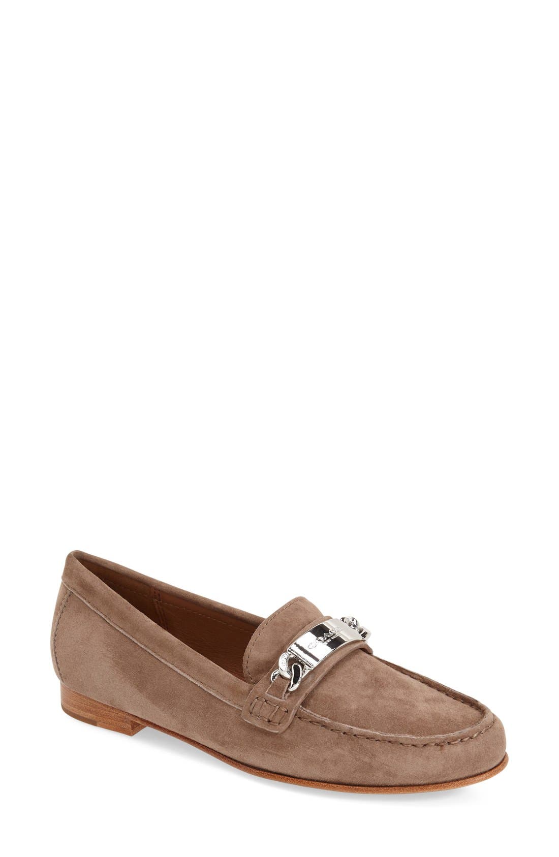 'Kimmie' Moc Stitched Loafer, Main, color, LIGHT FEATHERED GREY