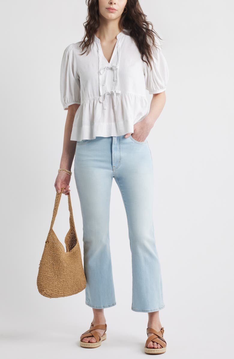 Caslon<sup>®</sup> Linen Blend Tie Front Peplum Top, Alternate, color, 