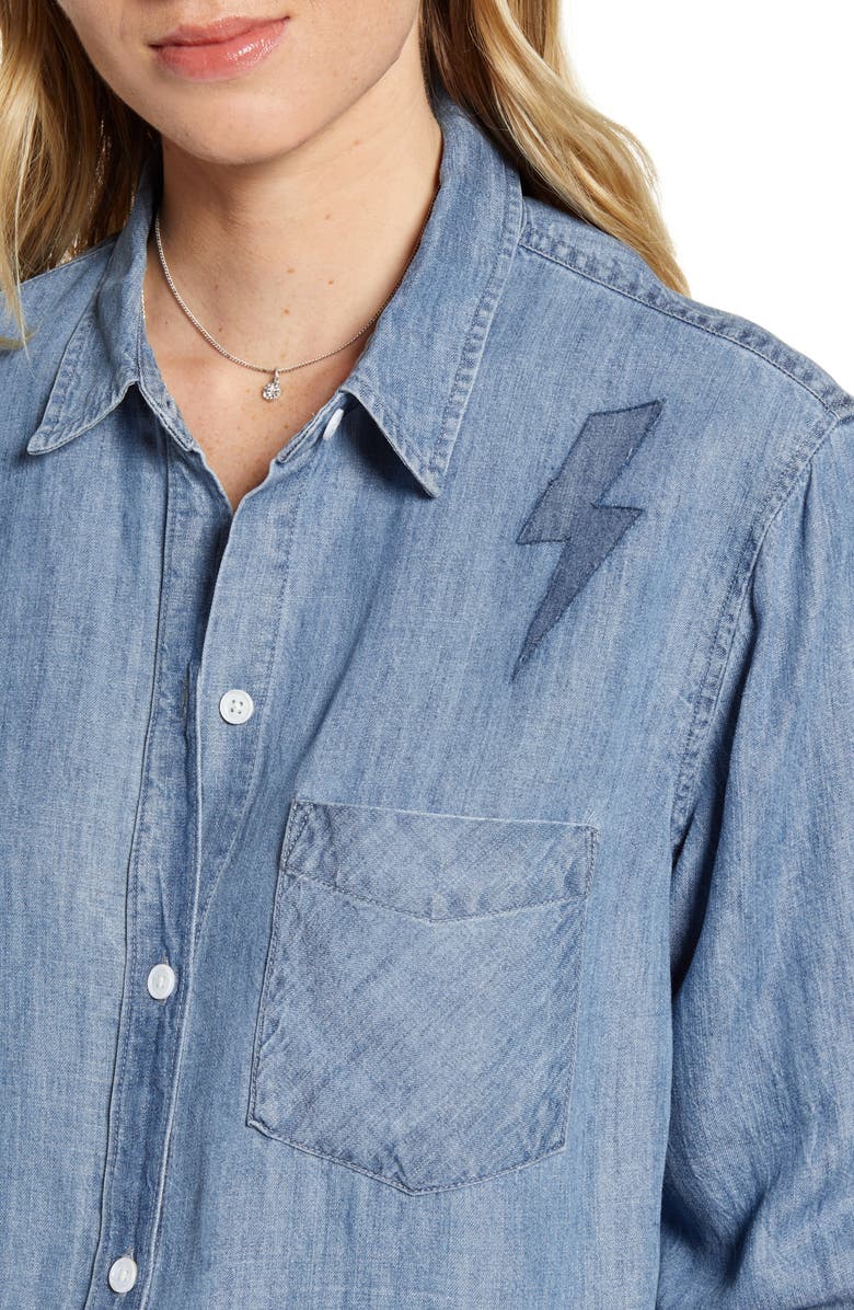 Rails Ingrid Raw Hem Chambray Shirt, Alternate, color,