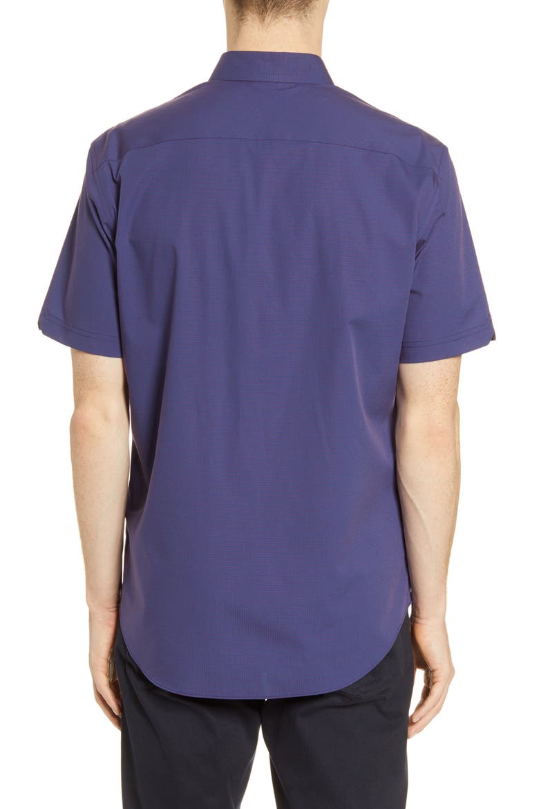 Classic Fit Dobby Short Sleeve Button-Down Shirt, Alternate, color, PURPLE