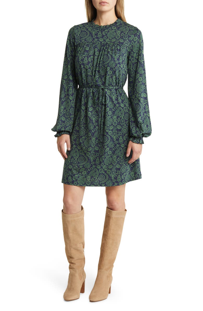 Boden Paisley Print Long Sleeve Belted Dress, Main, color, 