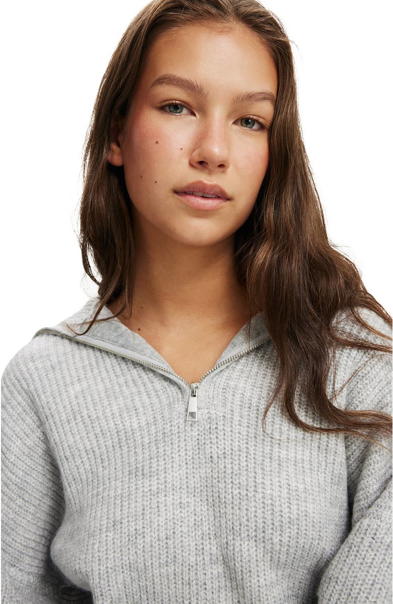 Cotton On Women's Luxe Half Zip Pullover, Alternate, color, Grey Marle