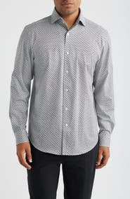 Bugatchi Devon OoohCotton® Geometric Print Long Sleeve Button-Up Shirt