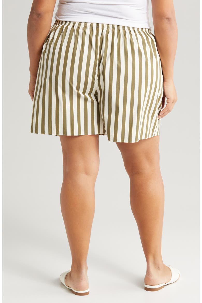 Stripe Pull-On Cotton Shorts, Alternate, color, OLIVE BURNT CABANA STRIPE