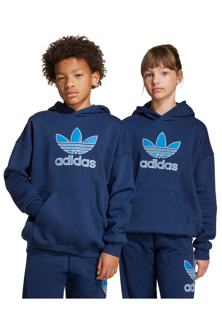 Kids' Trefoil Hoodie, Alternate, color, NIGHT INDIGO