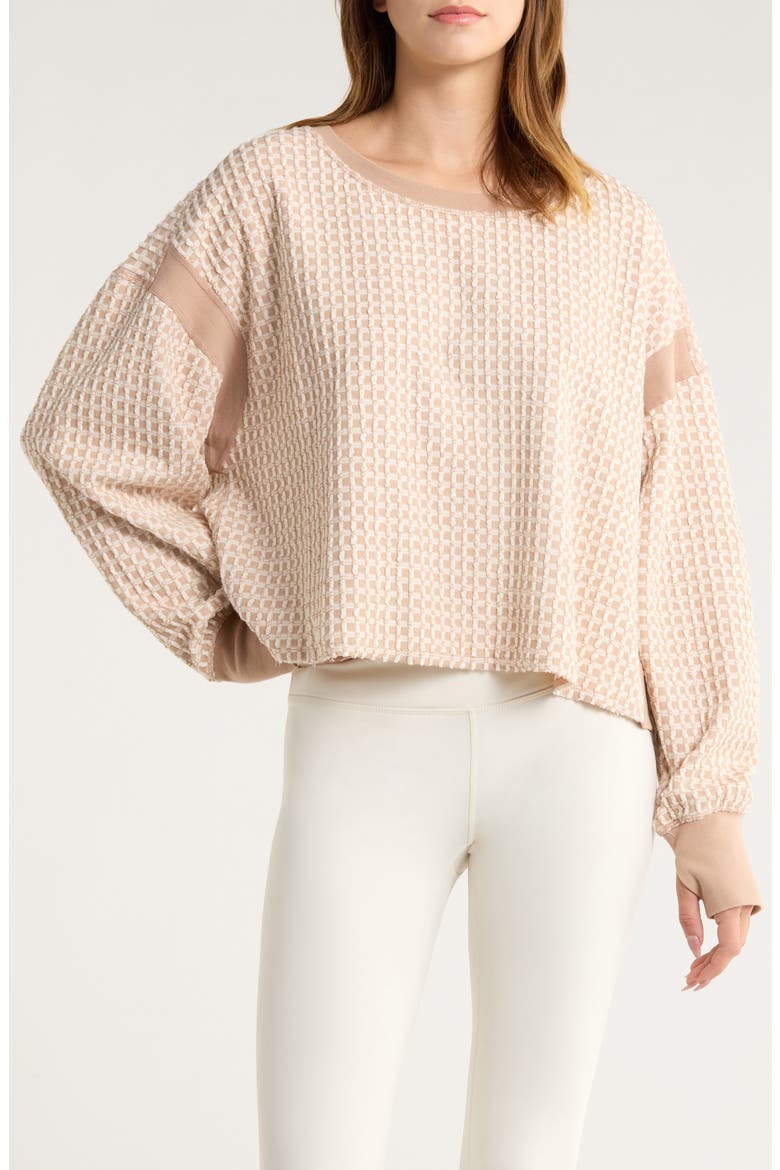 My Time Textured Waffle Knit Cutout Top, Main, color, SANDY
