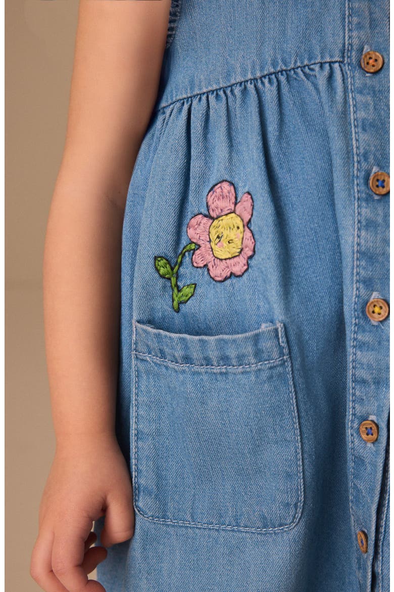 Embroidered Denim Dress, Alternate, color, BLUE