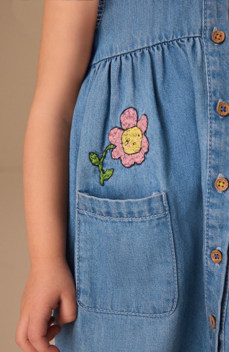 NEXT Kids' Character Collar Denim Dress, Alternate, color, Blue