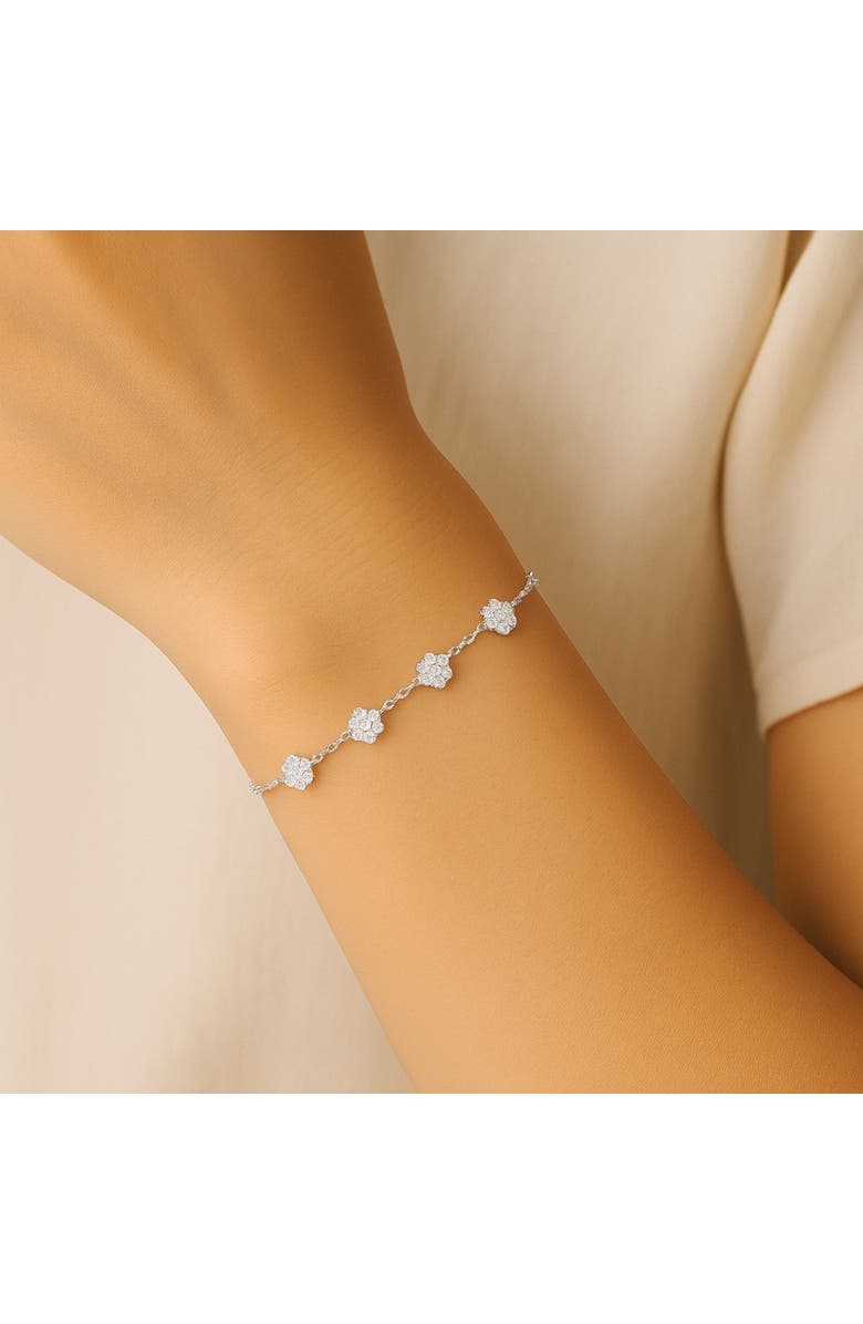 Donatello Gian Sterling Silver Crystal Flower Bracelet, Alternate, color, Silver