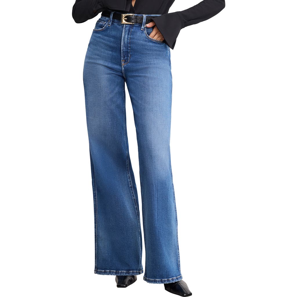 Good American Soft-tech Good Skate High Waist Wide Leg Jeans In Blue