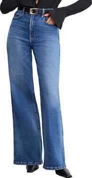 Good American Soft-Tech Good Skate High Waist Wide Leg Jeans