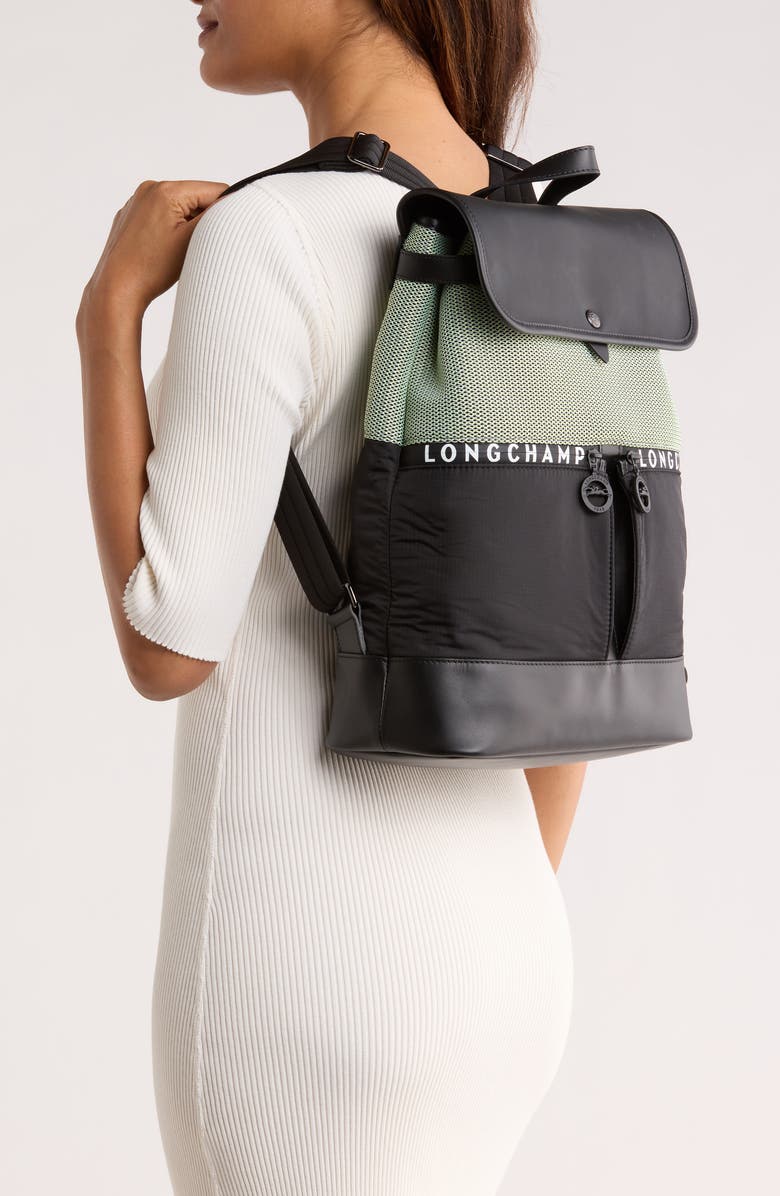 Longchamp Urban Mixed Material Backpack, Alternate, color, Black