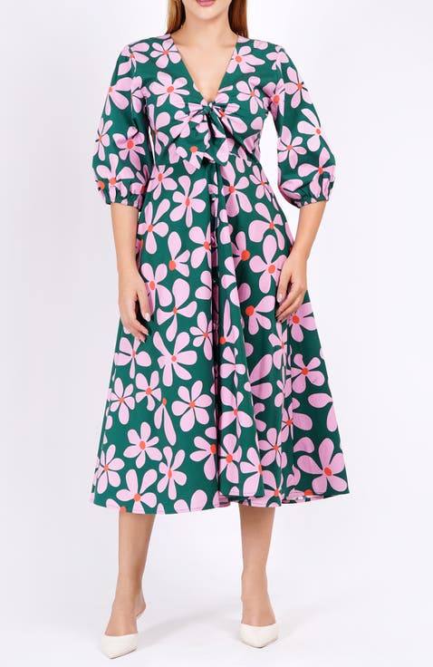 Adriana Tie-Front Midi Dress