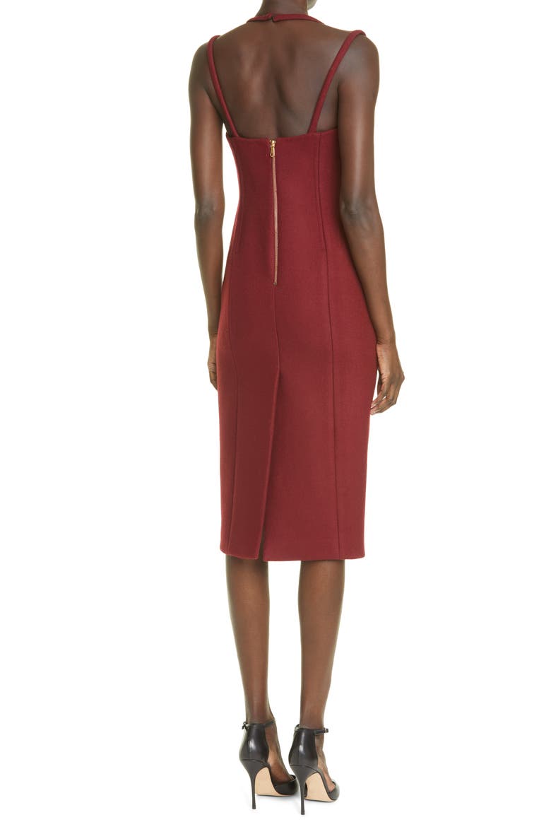 Boiled Wool Blend Body-Con Dress, Alternate, color, OX BLOOD