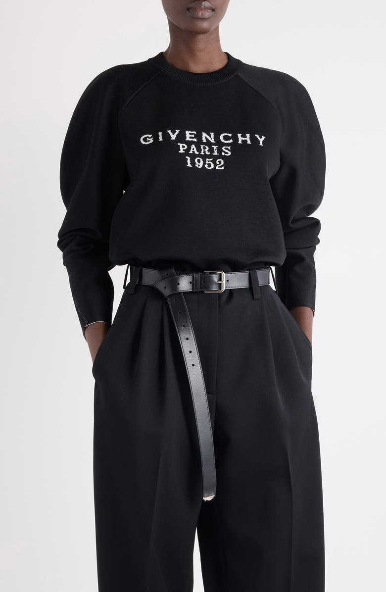Givenchy Logo Intarsia Crewneck Sweater, Main, color, Black