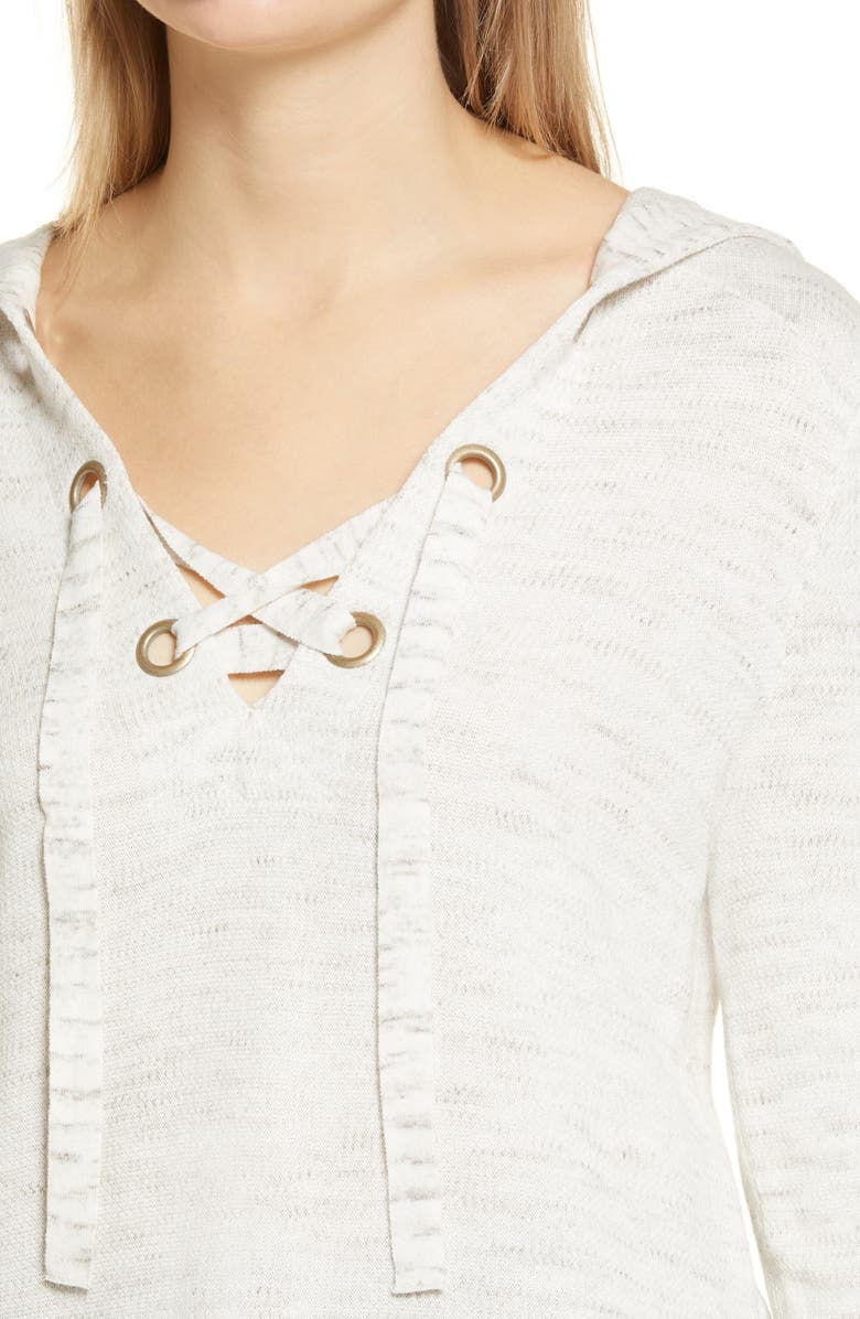 NIC+ZOE Lace-Up Hoodie, Alternate, color, 