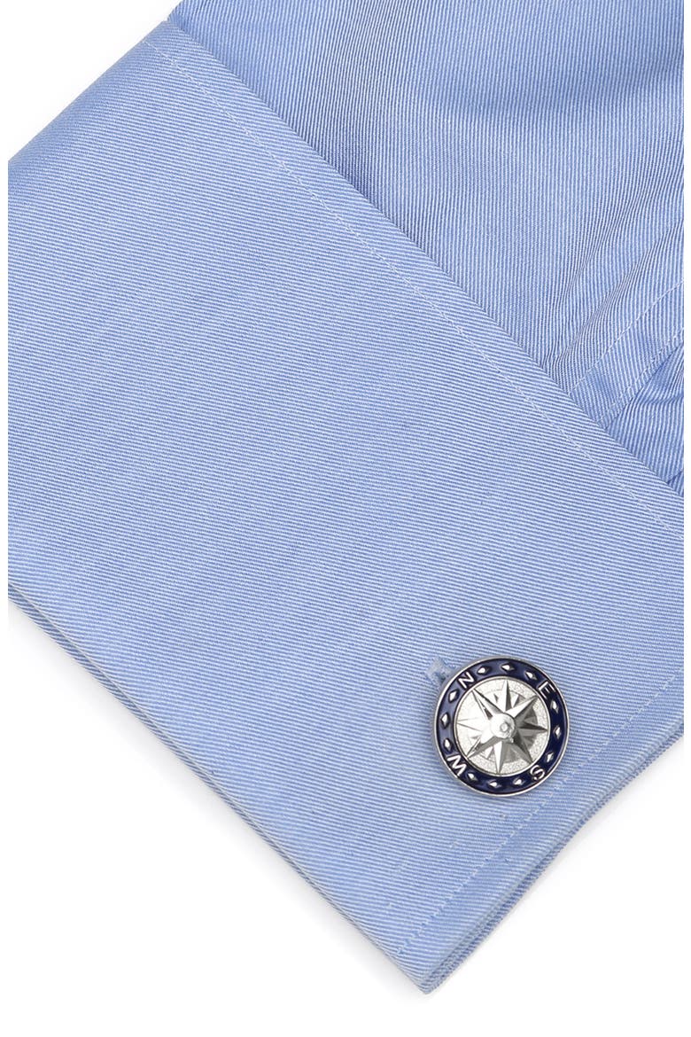 Compass Cuff Links & Tie Bar Gift Set, Alternate, color, BLUE