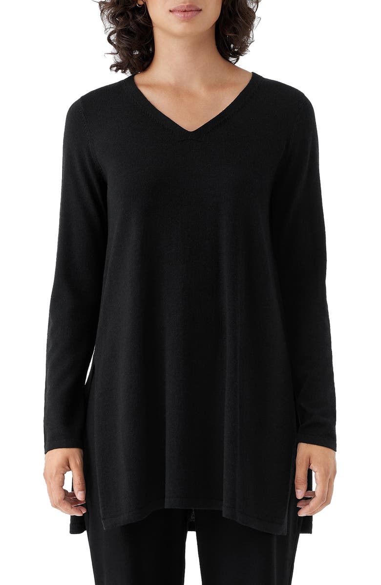 Eileen Fisher V-Neck Merino Wool Tunic, Main, color,