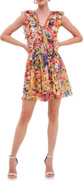 Endless Rose Ruffle Floral Chiffon Minidress