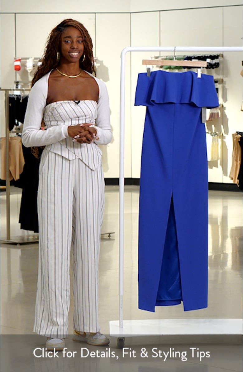 Ruffle Bodice Strapless Column Gown, sales video thumbnail