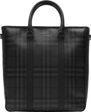 Burberry Check Tote with Leather Trim