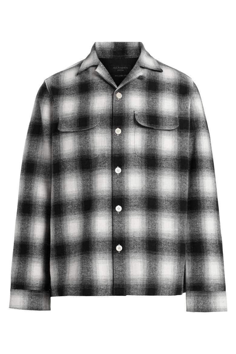 Fortunado Plaid Relaxed Fit Button-Up Shirt, Alternate, color, OATMEAL WHITE/ JET BLACK