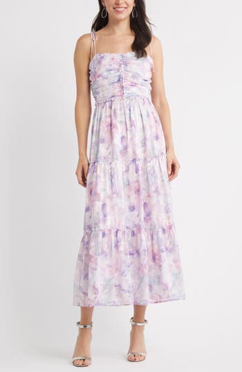 Chelsea28 Ruched Metallic Maxi Dress In Multi