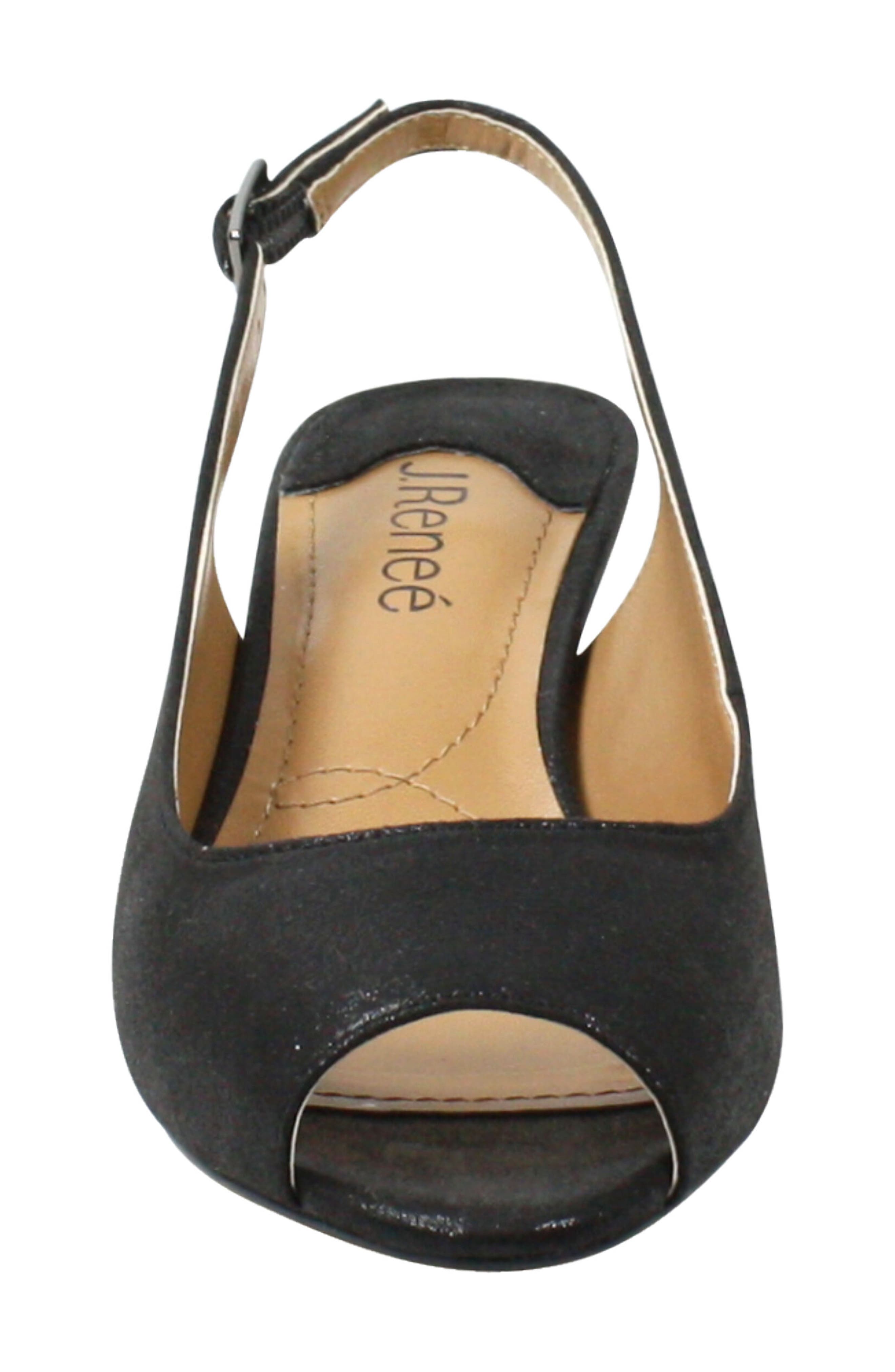 J. Reneé Jenvey Slingback Sandal, Alternate, color, Black Satin