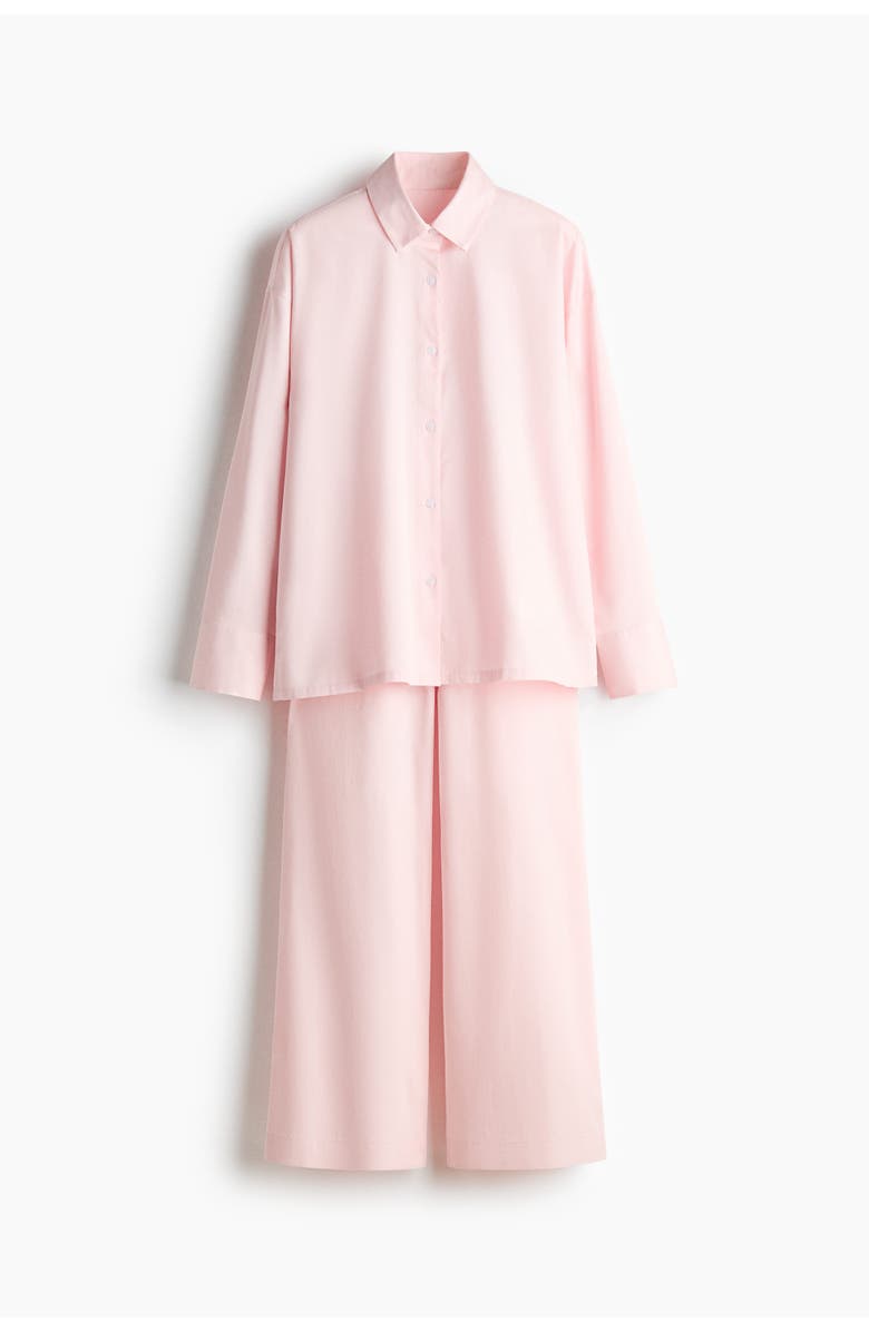 H&M Cotton Satin Pyjamas, Main, color, Light Pink