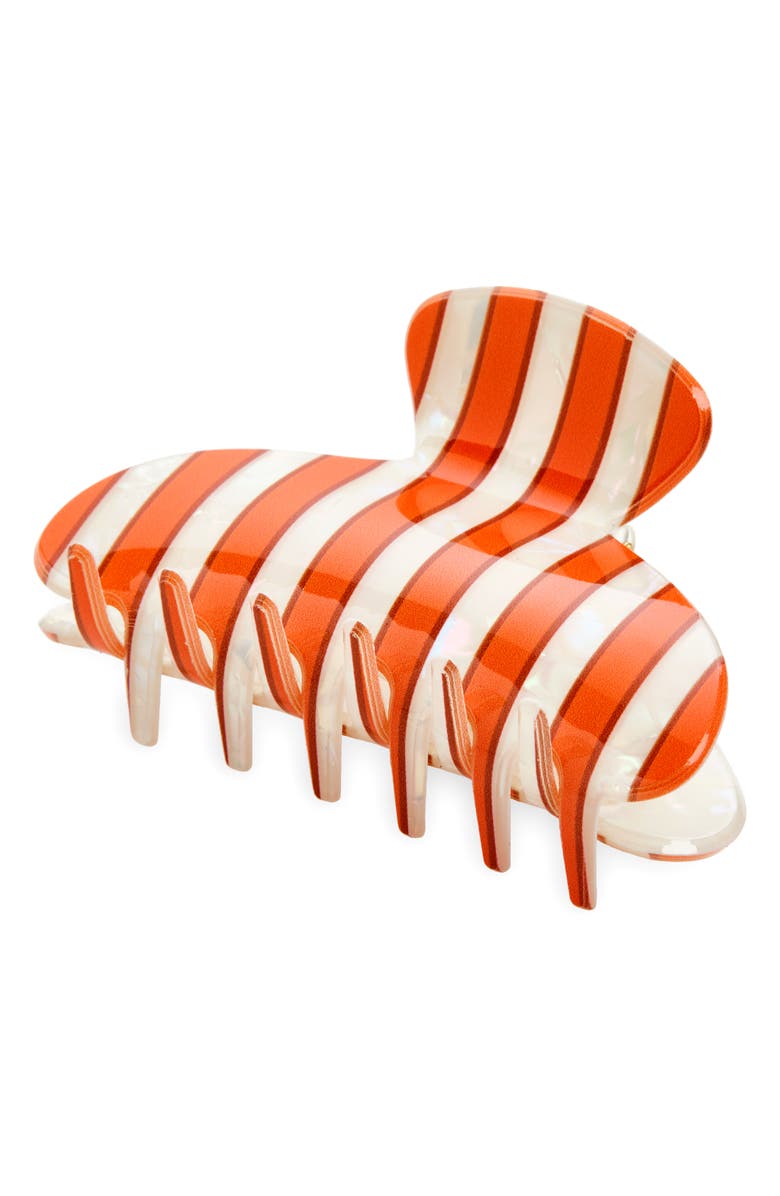 L. Erickson Lottie Stripe Claw Clip, Main, color, Orange
