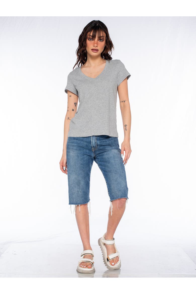 Slim Deep V-Neck Rib Back Tee, Alternate, color, White
