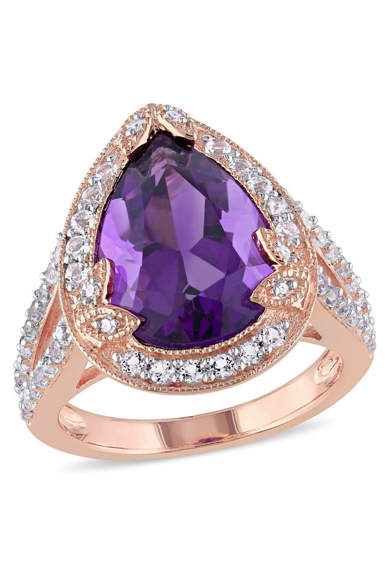 Amethyst, White Topaz & Diamond Shank Ring, Main, color, Amethyst