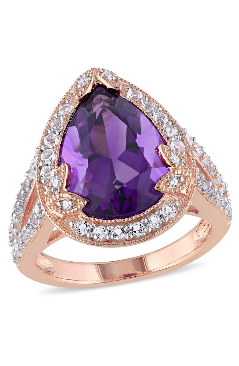Julianna B. Amethyst, White Topaz & Diamond Shank Ring, Main, color, Amethyst