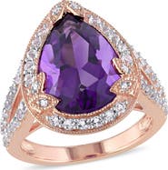 Julianna B. Amethyst, White Topaz & Diamond Shank Ring