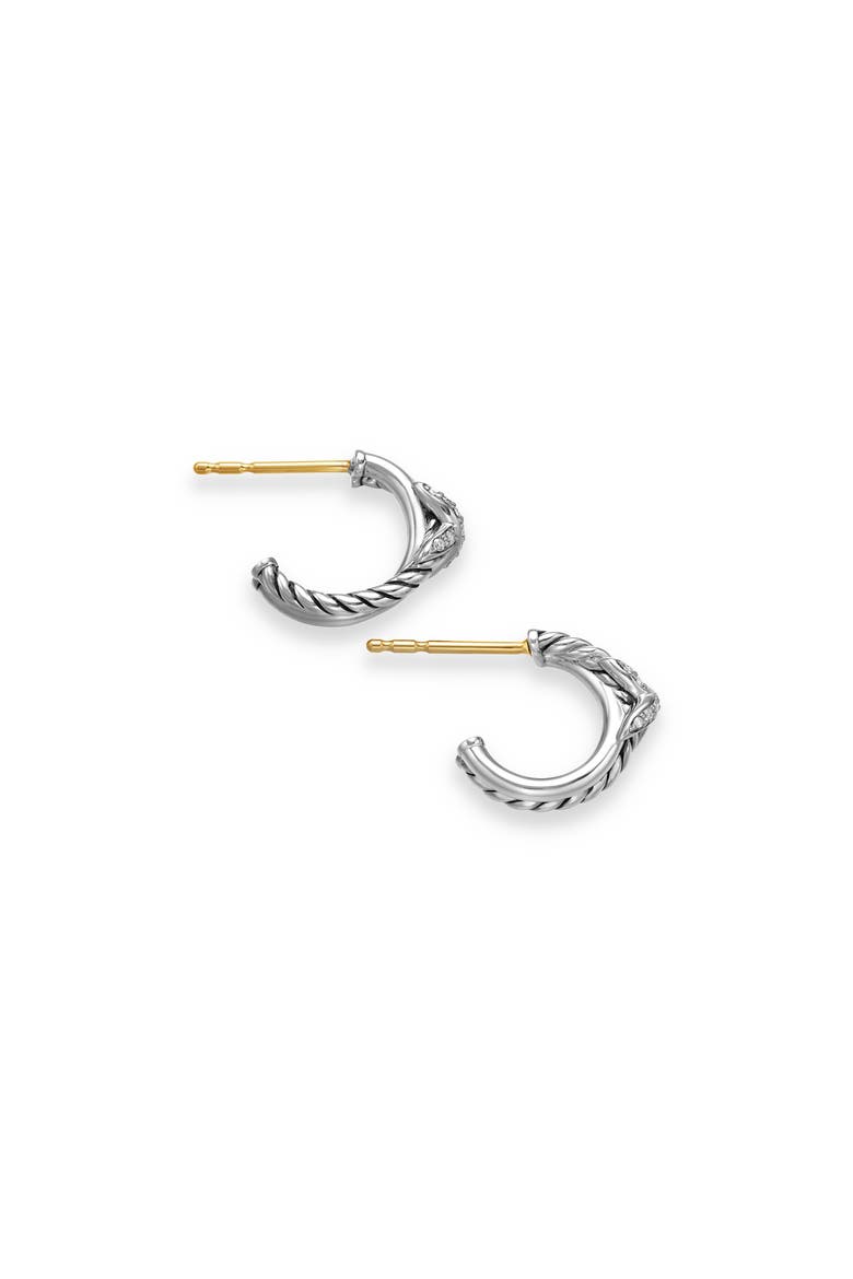 Petite X Hoop Earrings, Alternate, color, DIAMOND/ SILVER