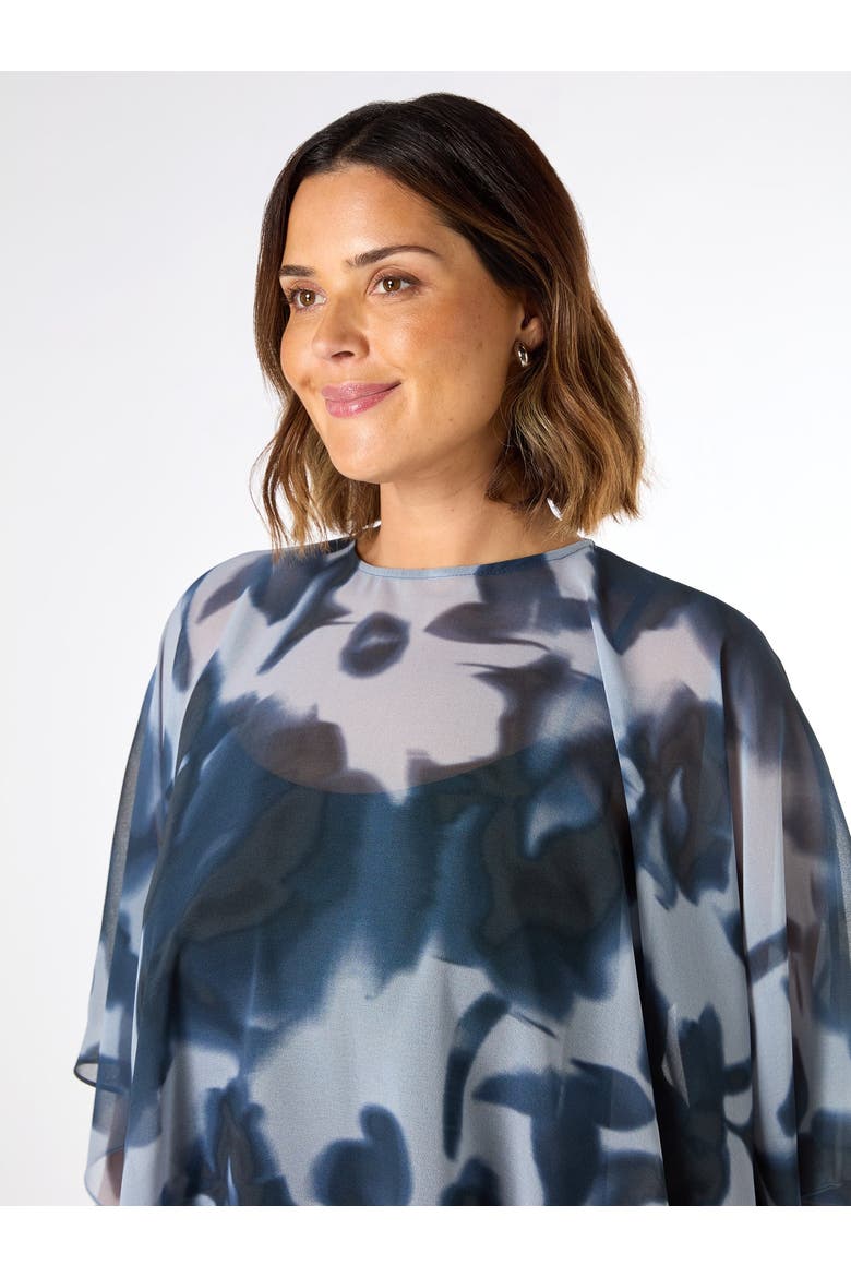 Abstract Floral High Low Overlay Top, Alternate, color, Print