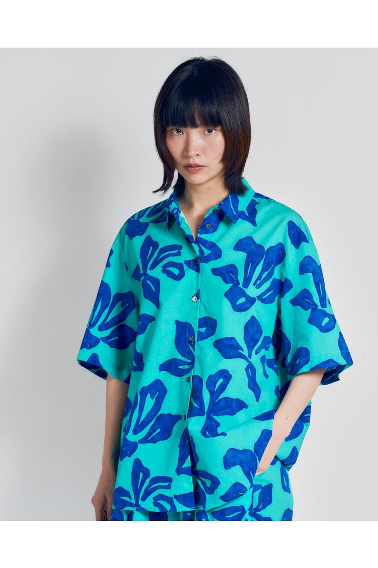 "Tropical Bliss" Oversized Hawaii Shirt, Alternate, color, Ocean Blue