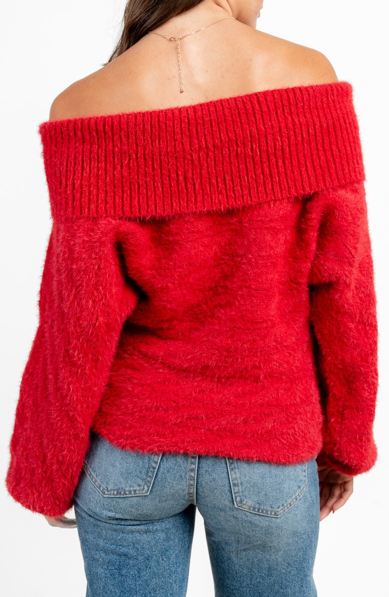 Beivy Oversize Off the Shoulder Sweater, Alternate, color, Bright Cherry Red