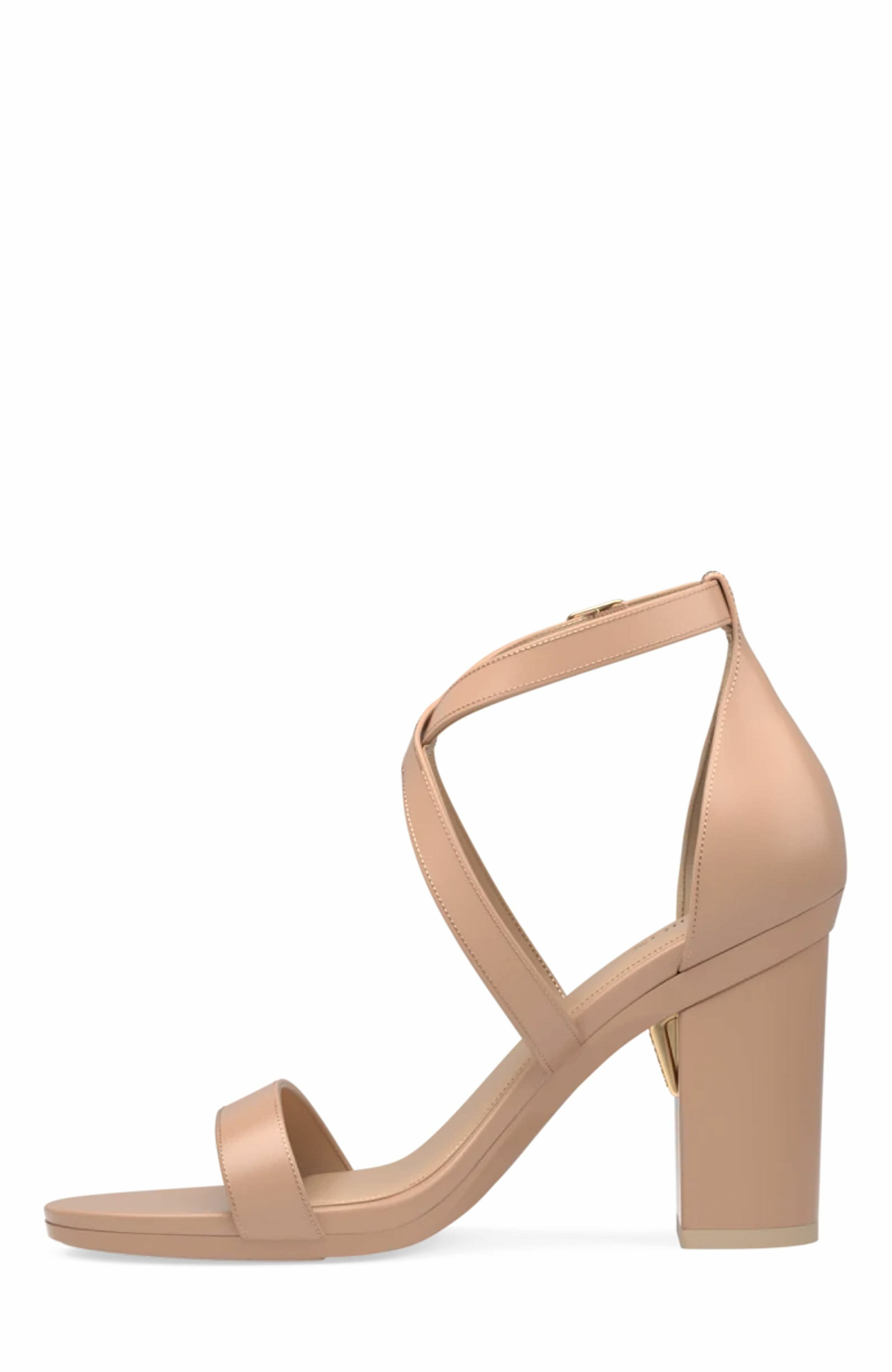 Pashion Footwear The Sandal 4" Block Heel, Alternate, color, Latte Leather