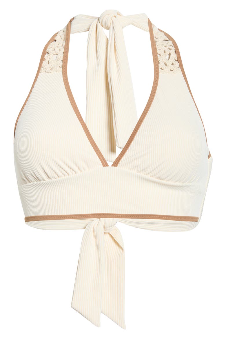 Halter Rib Triangle BIkini Top, Alternate, color, WHITE SAND