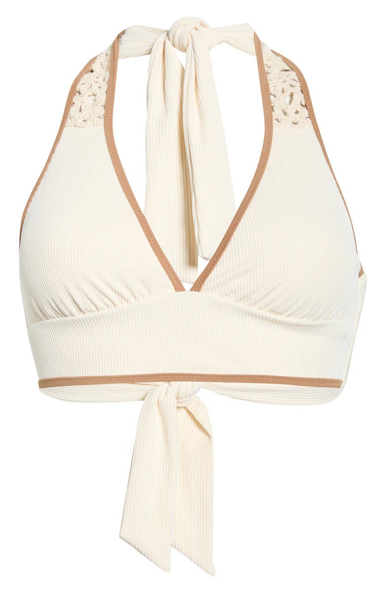 Sanctuary Halter Rib Triangle BIkini Top, Alternate, color, White Sand