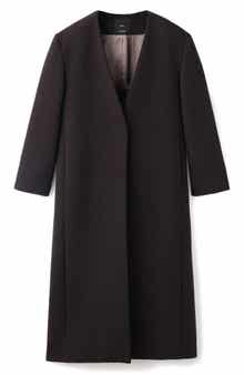 MANGO Selection Collarless Wool Blend Coat