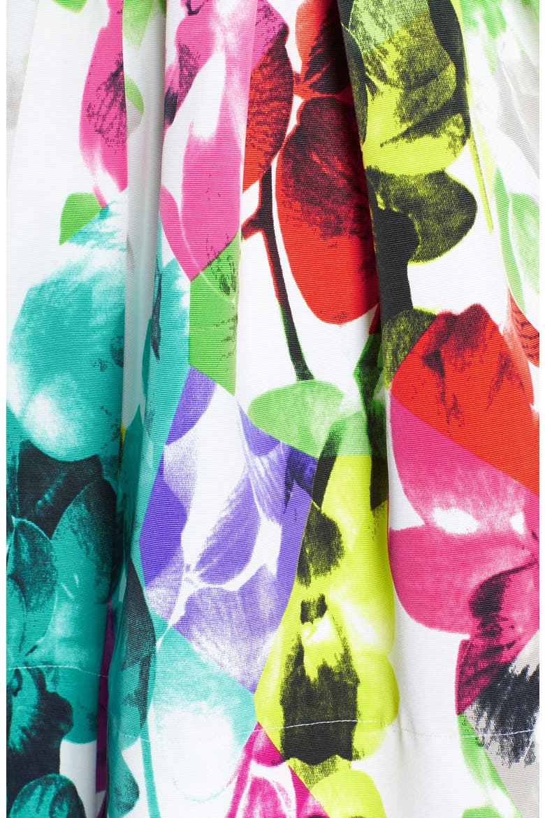 Belted Print Faille Fit & Flare Dress, Alternate, color, PRINT