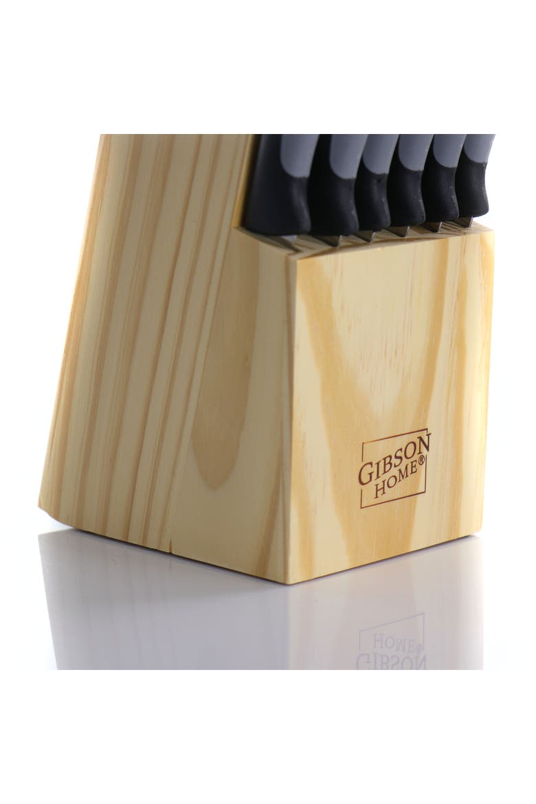 Dorain 14 Piece Stainless Steel Cutlery Set  with Wood Block, Alternate, color, Black
