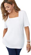 Jessica London Stretch Cotton Square Neck Tee