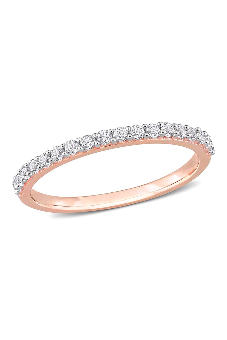 10K Rose Gold Plated Lab Created White Sapphire Ring, Main, color, ROSE