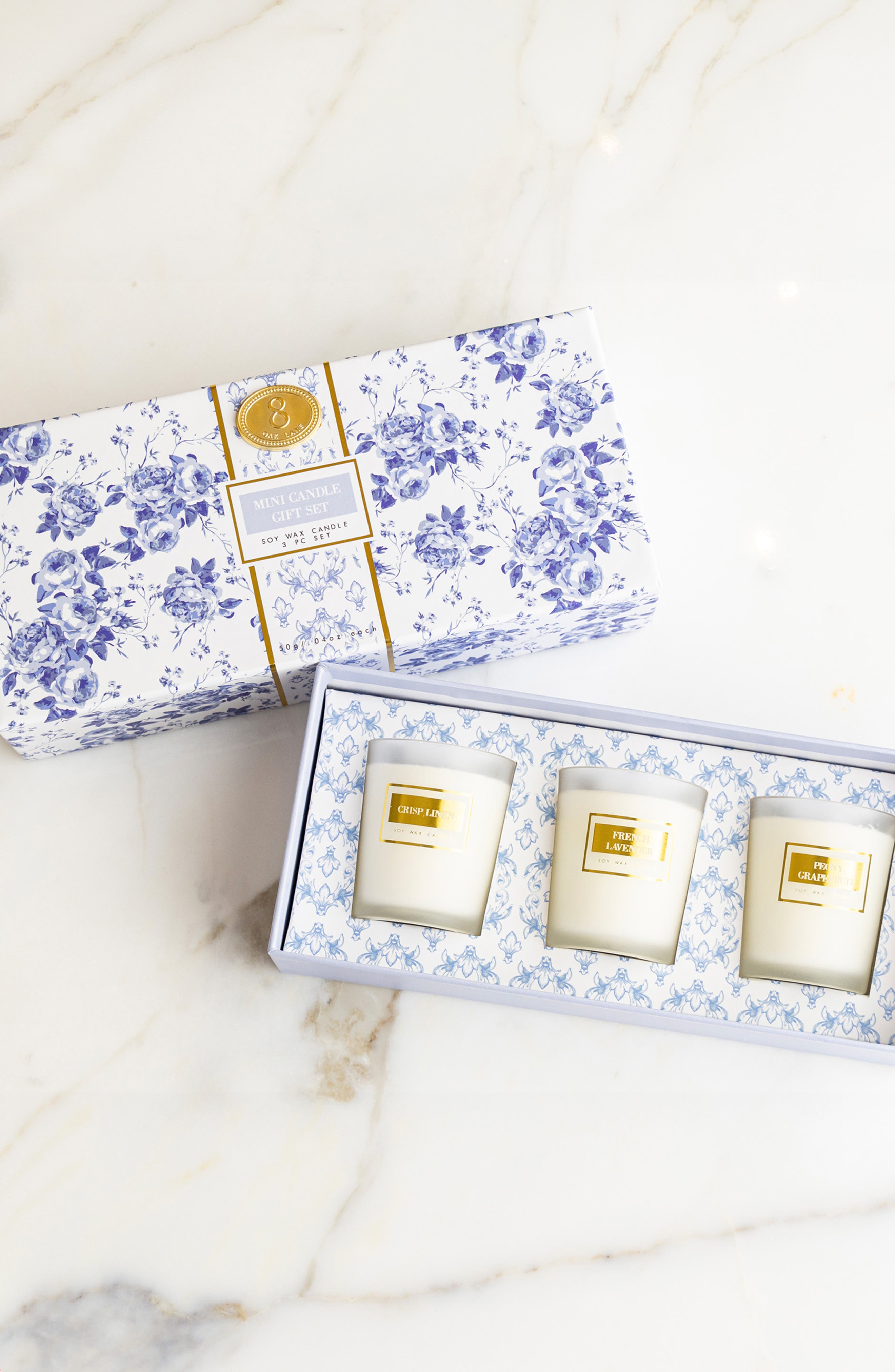 8 OAK LANE Crisp Linen Mini Candle Set | Nordstromrack