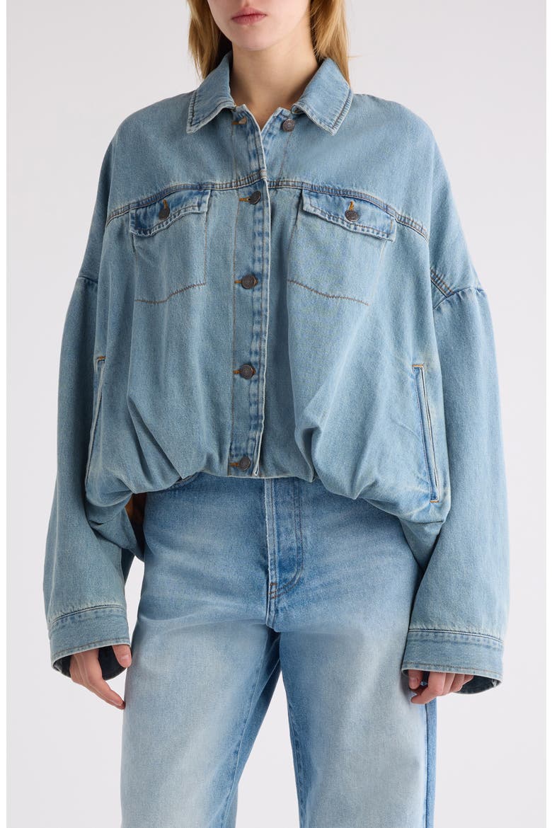 Vesto Bubble Hem Denim Jacket, Main, color, DENIM