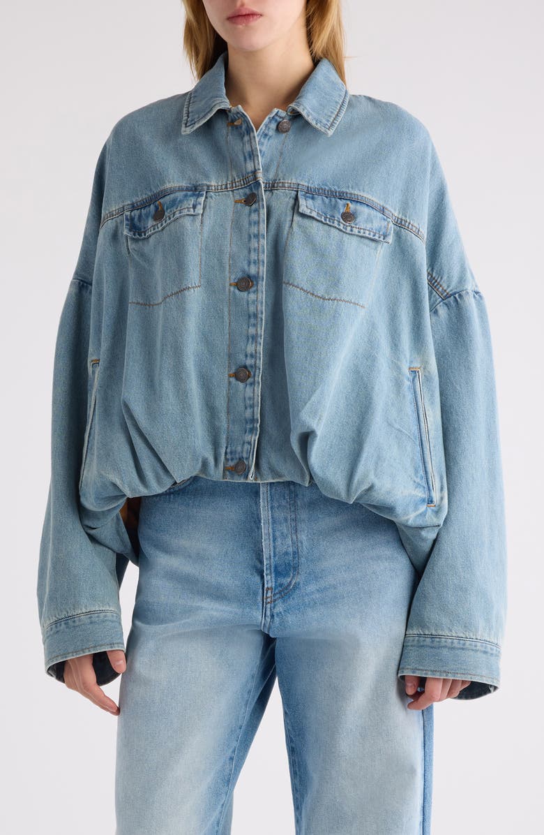 Dries Van Noten Vesto Bubble Hem Denim Jacket, Main, color, Denim