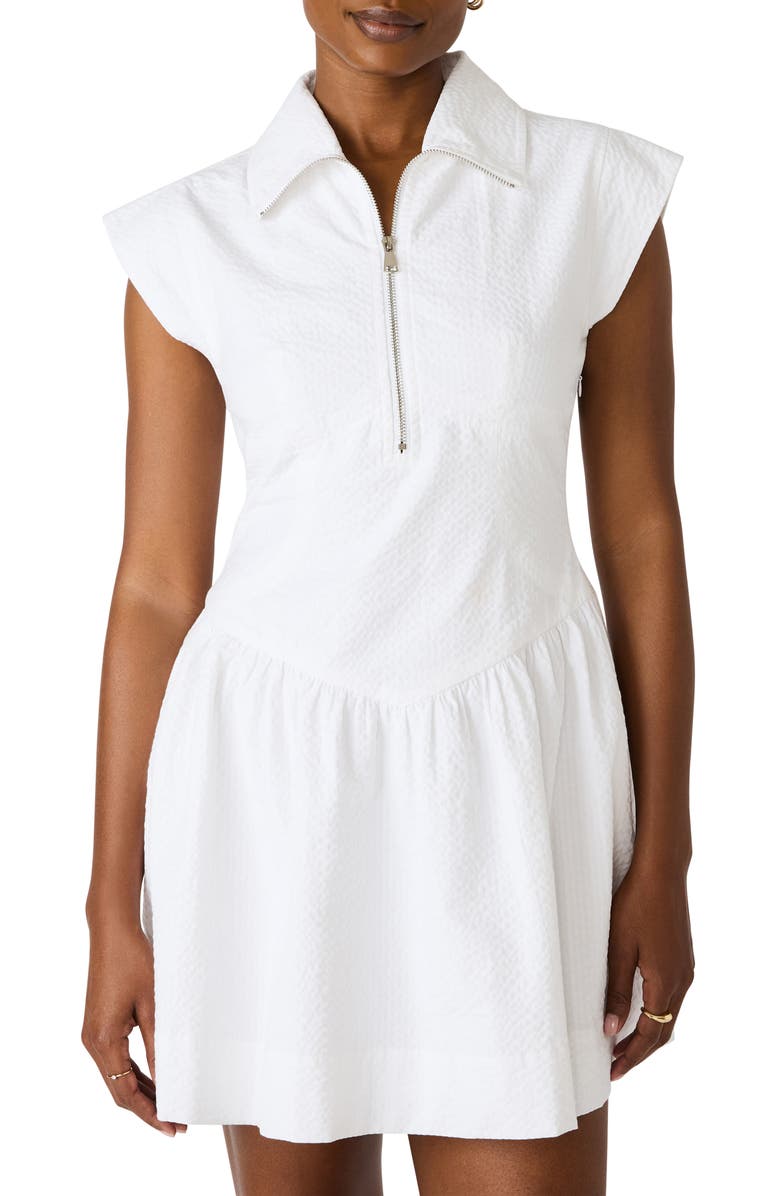 Steve Madden Gracyn Half Zip Poplin Minidress, Alternate, color, White